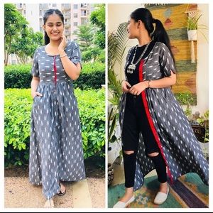 Ikkat dress that can double up as cape